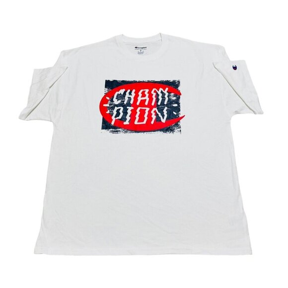 Champion Men’s Size XL Classic White 100% Cotton Graphic Logo T-Shirt NWT - Picture 1 of 5